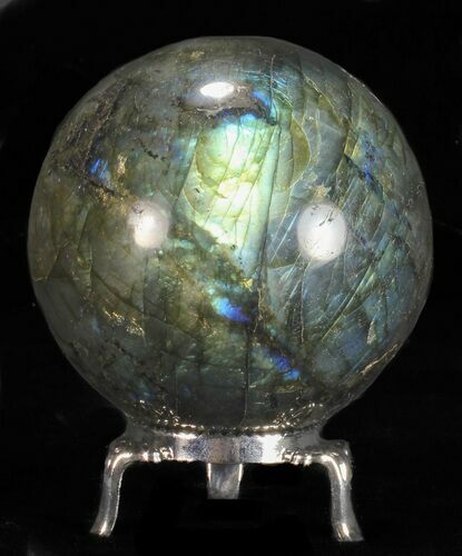 Flashy Labradorite Sphere - With Nickel Plated Stand #53566